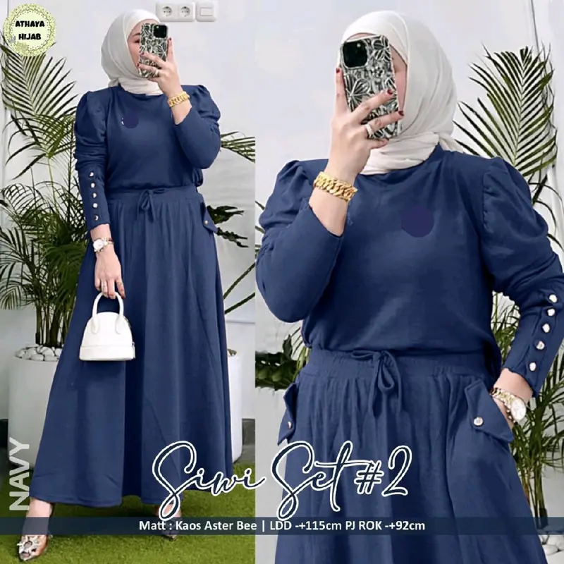 Siwi set bahan kaos premium aksen kancing fariasi Baju Muslim 8
