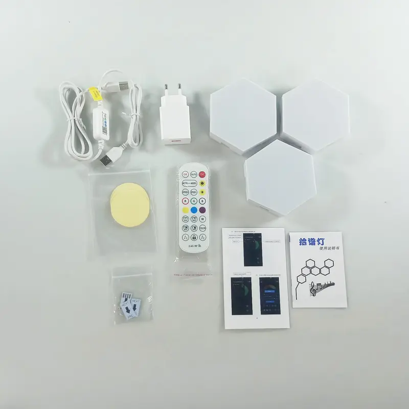 Yabstrip Lampu Hias Hexagonal Dinding LED RGB App Control 3 PCS - XY-0030A Akrilik Baterai 6