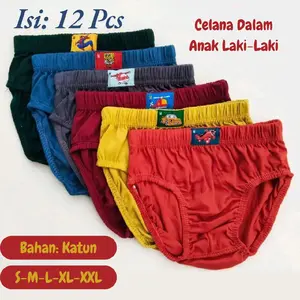 Isi 12 Pcs Dan 6 Pcs Celana Dalam Anak Cowok Cd Anak Laki-Laki Bahan Katun Tebal Halus Usia 1 Tahun - 13 Tahun Fashion Anak Cowok