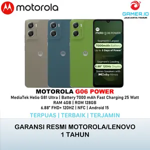 Motorola G06 POWER [4GB/128GB] - MediaTek Helio G81 Ultra 12nm 150MP Kamera 7000 mAh NFC Garansi Resmi Motorola Indonesia
