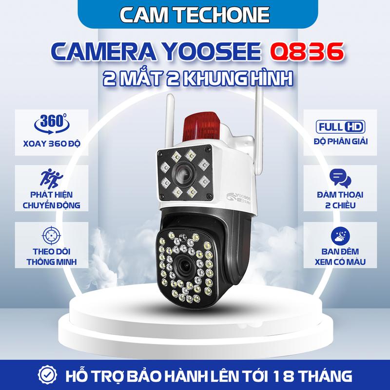 Camera Giám Sát Yoosee Q836 FHD 18MPX – Xoay 360°, Xem Đêm Có Màu, Đàm Thoại 2 Chiều, Chống Trộm