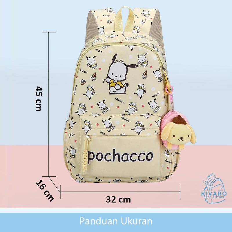 Product Introduction of Tas Ransel Sanrio Besar SD SMP SMA Kuromi Pochacco Melody & Hello Kitty | CL08 Kivaro Anak Motif Fashion 43