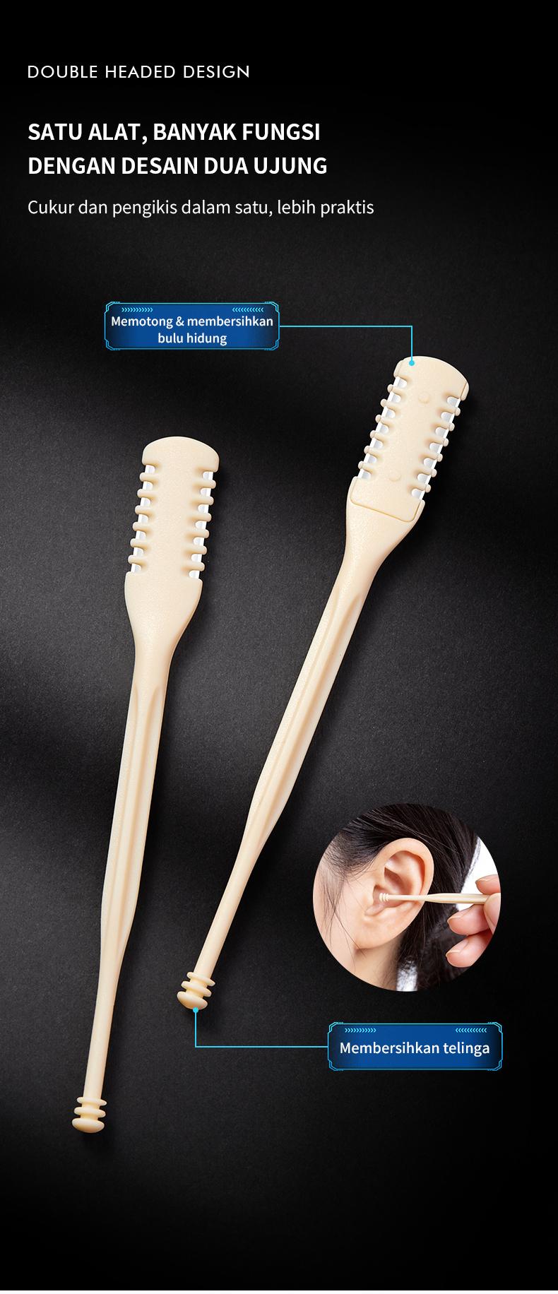 GECOMO Pemotong Bulu Hidung Manual Kepala Ganda 2-in-1, Mudah & Bersih, Putar Sekali Langsung Rapi
