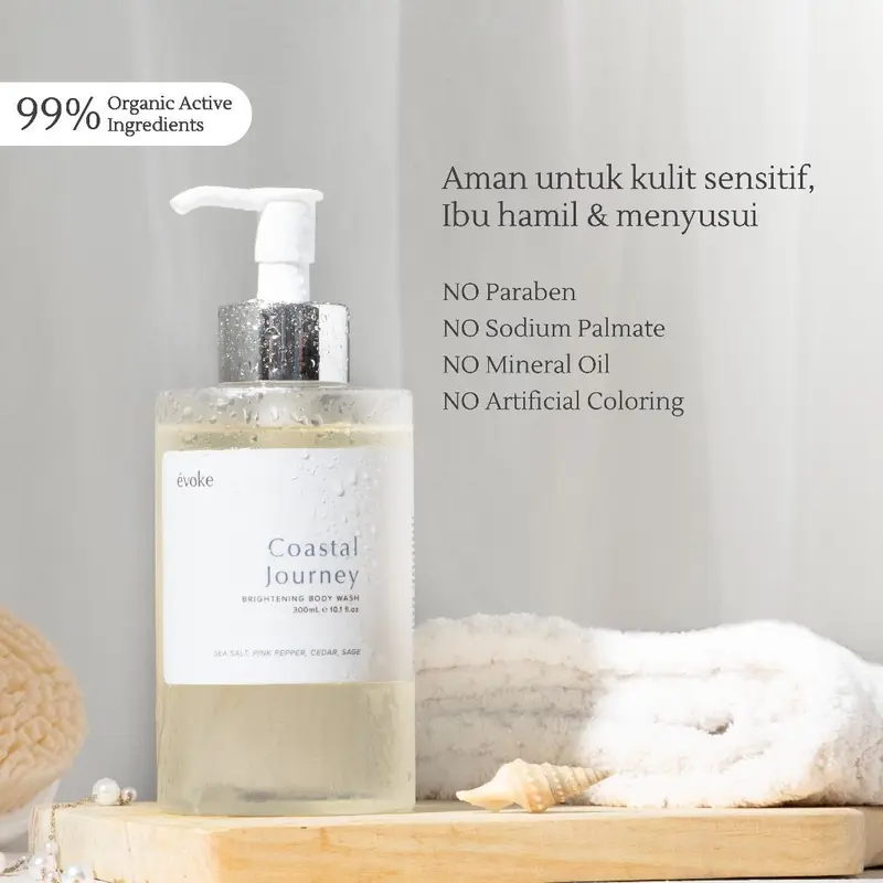 Sabun Mandi EVOKE Brightening Body Wash - Coastal Journey untuk Kulit Sensitif dan Luka Kering - Soap 5