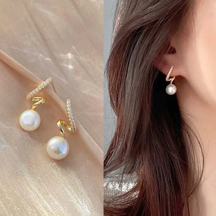 Anting Wanita Perhiasan Wanita Anting Mutiara Simple Elegant AT259