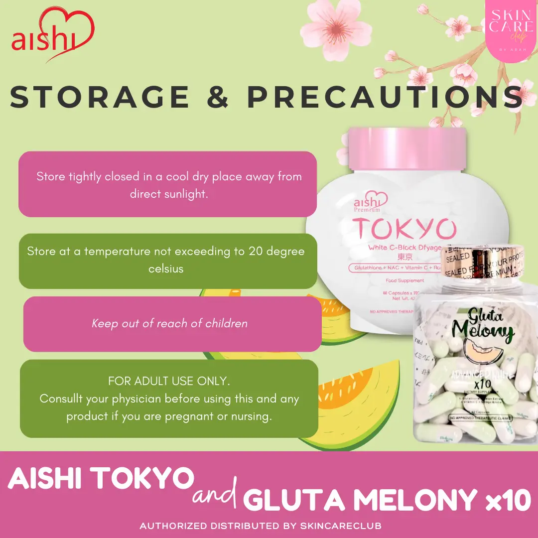Aishi Tokyo Japan White C-Block Glutathione + Gluta Melony x10 Advanced  Whitening Set 60 Capsules Brightening Supplement for Skin Glow Even Skin  Tone and Daily Beauty Care Formula