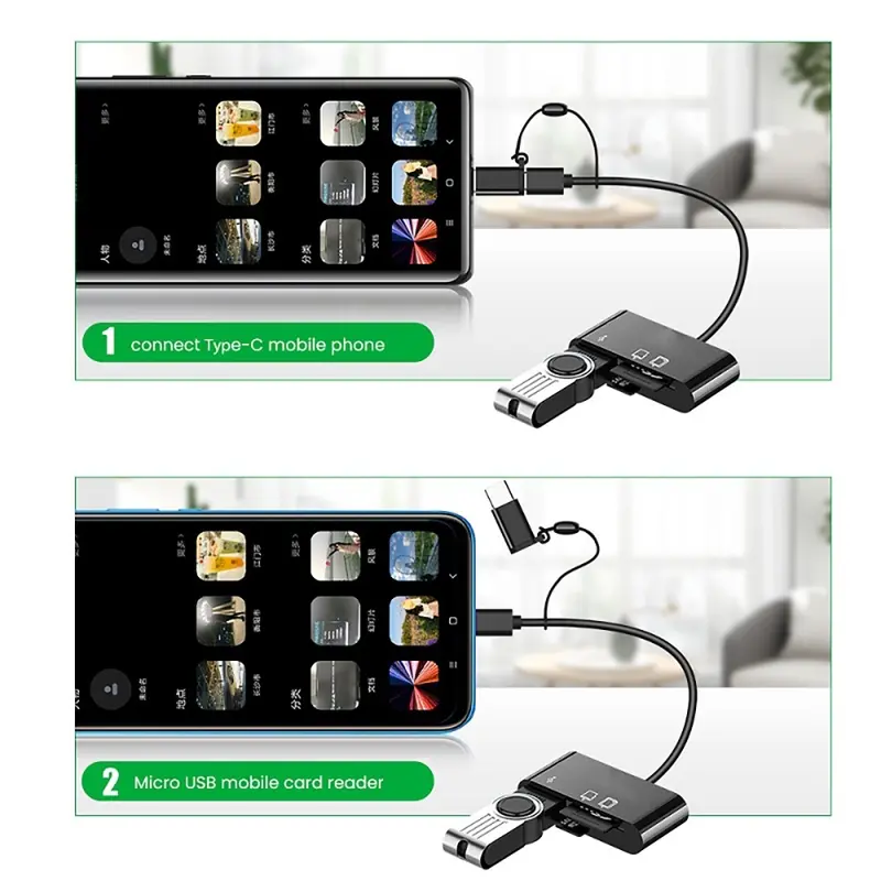 SPOIL Card Reader 3 in 1 OTG Type-C Micro SD/TF Flash Drive Card Reader Data Reader Cable Card Reader AdaptoActual Card Reader 3 in 1 OTG Type-C Micro SD/TF Flash Drive Card Reader Data Reader Cable Card Reader Adapto Computer Device 8