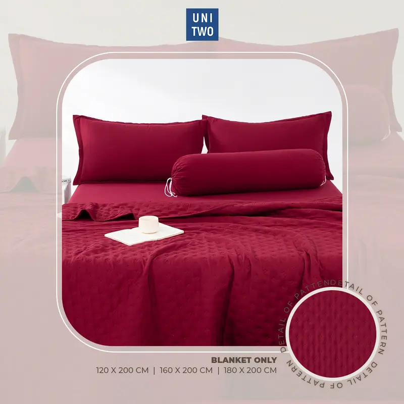 WARNA BARU! [BED COVER ONLY] Bed Cover Selimut Tidur Lembut Motif Polos Pink dan Maroon - Soft Blanket 0