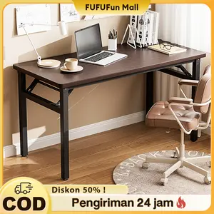 [Catatan:Hadiah gratis adalah layanan purna jual. Hadiah gratis kirim 24 jam, rusak ganti baru!]FUFU Meja lipat Portabel Dua Lapisan Meja kantor besi 140*60 Meja Belajar Minimalis Meja Makan Meja Pelatihan Serbaguna meja meeting lipat Meja makan Kayu