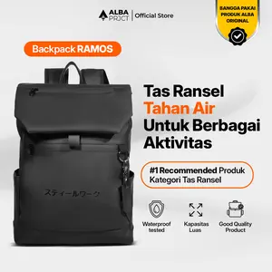 Alba Project - Backpack Ramos - Tas Ransel Laptop Pria Wanita Anti Air Sekolah - Kerja - Laptop Kulit PU Alba Project - Backpack Ramos - Tas Ransel Laptop Pria Wanita Anti Air Sekolah - Kerja - Laptop Kulit PU