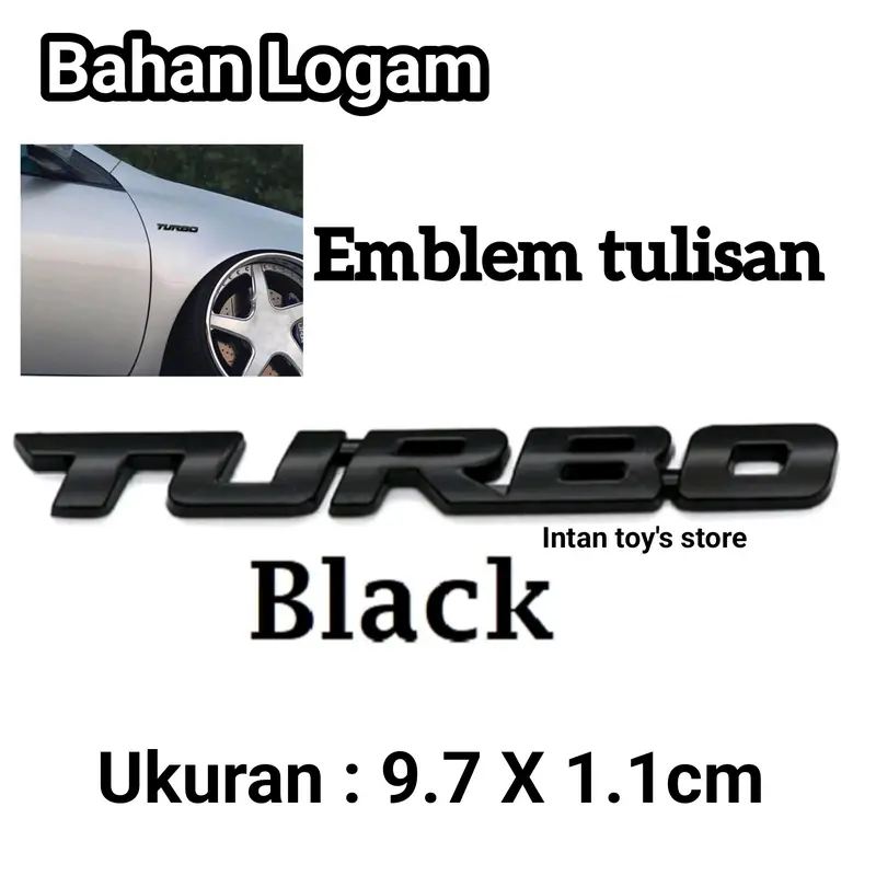 Emblem full logam tulisan turbo mobil/motor Car Kendaraan 2