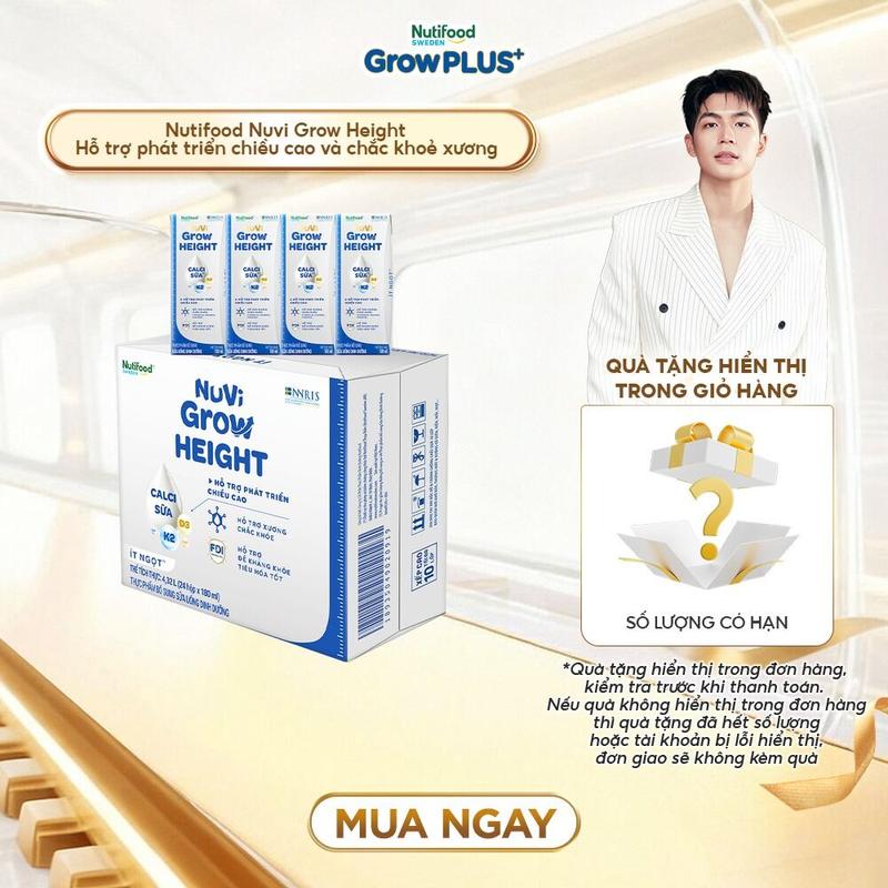  Thùng 24 hộp SBPS Nuvi Grow Height + hỗ trợ phát triển chiều cao hộp 180ml 