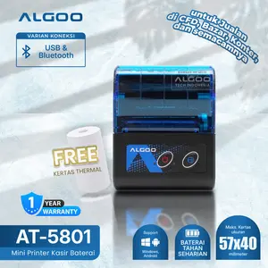 ALGOO AT-5801 Printer Struk Thermal Bluetooth Tanpa Tinta