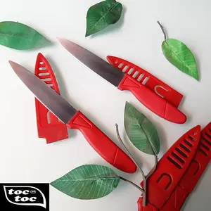 Pisau Stainless Merah + Tutup Kitchenware Knife