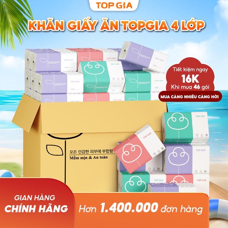(Đa Kho) Giấy ăn rút TOP GIA thành phần bột gỗ tự nhiên 4 lớp giấy dai dày mềm mại Giấy Vệ Sinh 3 màu giấy rút lụa, giấy gấu trúc