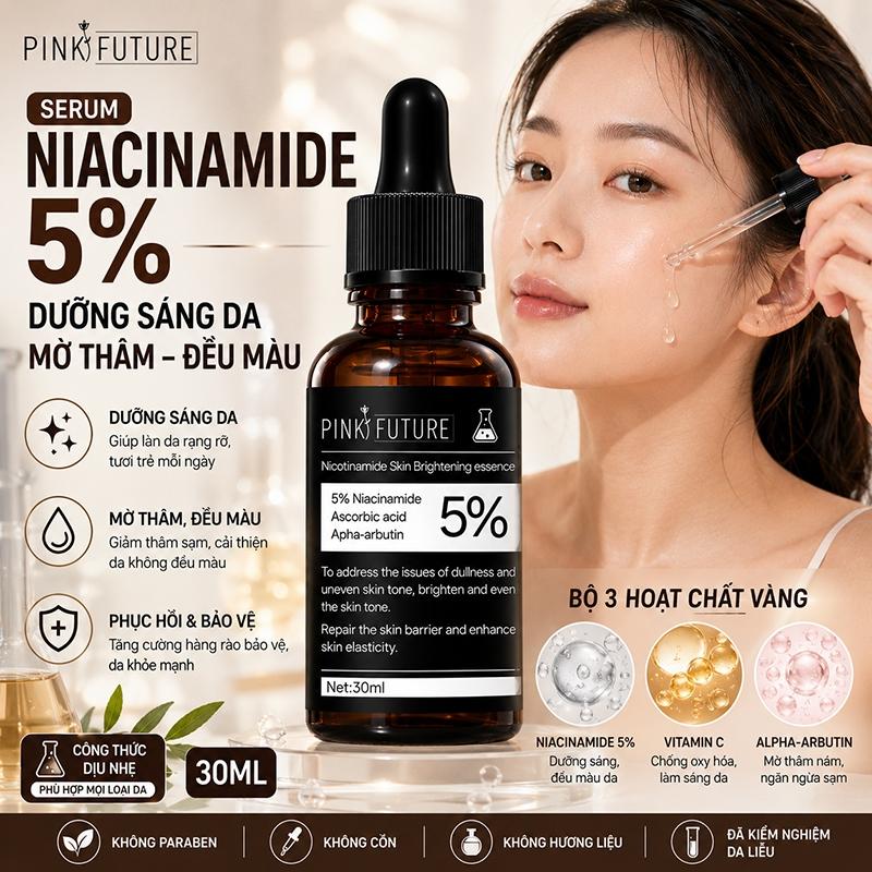 【BÁN CHẠY】Serum Niacinamide 5% Dưỡng Sáng Da Mờ Thâm Đều Màu Phục Hồi Hàng Rào…