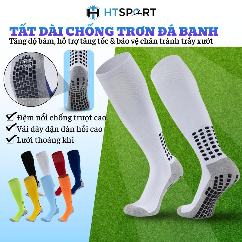 Tất Dài Chống Trơn Đá Bóng, Tất Cổ Cao Đệm Silicon Chống Trượt Đá Banh Sân Cỏ Nam Nữ Nhiều Màu