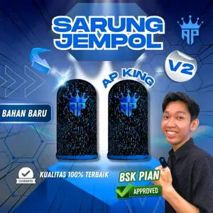 AP King Sarung Jempol V2 X Pian Logo Reflektif Mobile Gaming Bahan Silver Anti Keringat Responsif untuk Mobile Legends & FF By Andra St Sarung Jari Gamepad Joystick