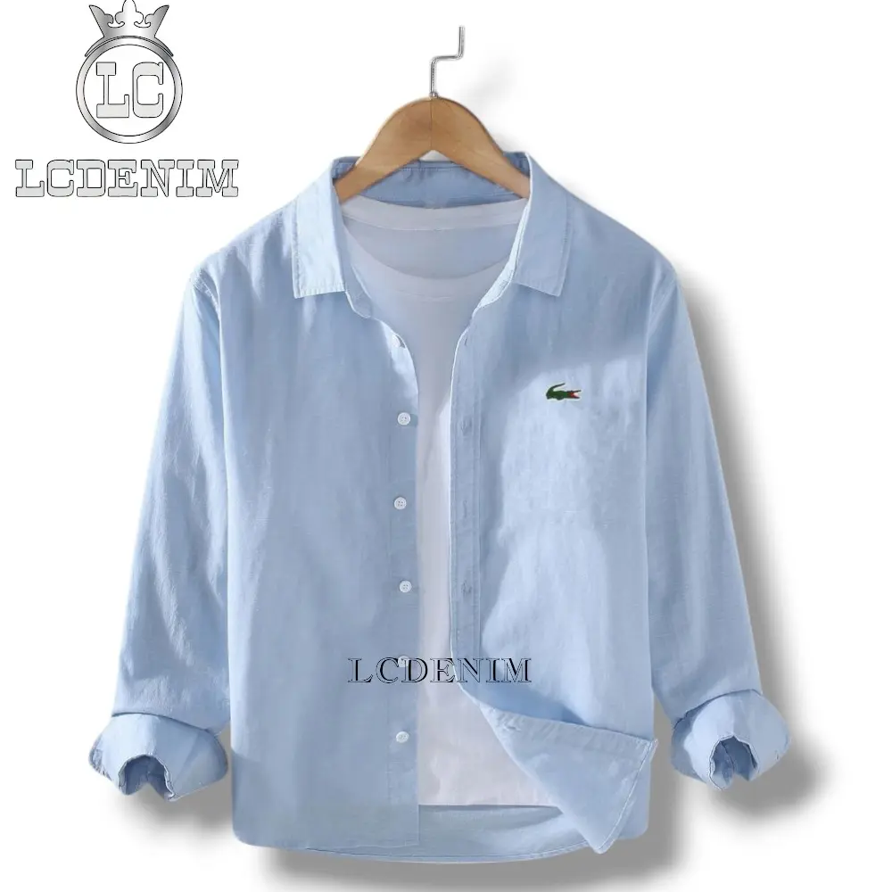 (COD) kemeja lengan panjang pria dewasa kemeja LA COst   pria kemeja terbaru baju distro terbaru Kerah Lembut Formal Santai Nyaman Jeans Kombinasi Casual Kerja Hitam