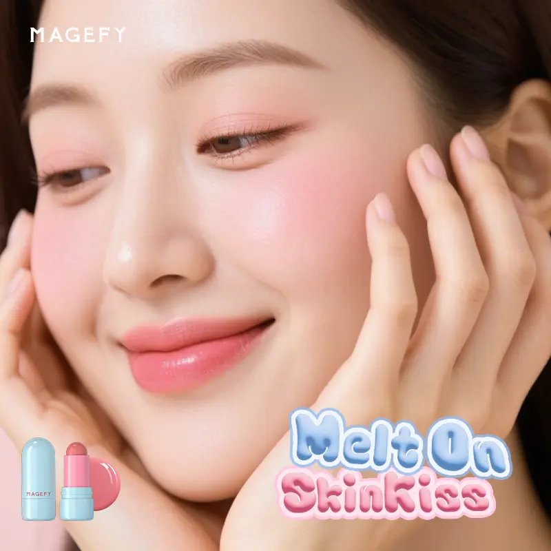 MAGEFY Blush Stick 3-in-1 untuk Pipi, Bibir & Mata – Tekstur Ringan, Hasil Matte Natural, Tahan Lama 12 Jam & Mudah Diratakan MF-F08-ES01 Multiuse Wajah 4