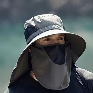 Sombrero de protección solar transpirable con mascarilla facial removible y solapa para el cuello, 1 unidad Sombrero para pesca al aire libre, Sombrero para sol para senderismo al aire libre, pesca, campamento