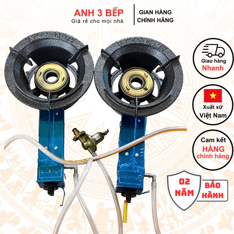 Combo 2 Bếp Công Nghiệp Gang Đúc Sơn Tĩnh Điện Khung Tiêu Chuẩn Kèm Van Dây T Đồng Dùng Chung 1 Bình Gas