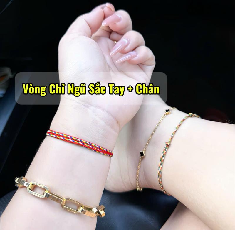    2 Vòng   Tay Và Chân Chỉ Ngũ Sắc vòng tay chế tác thủ công 