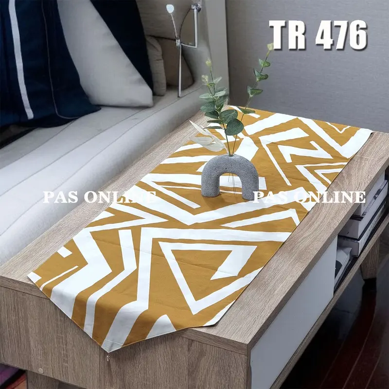 Table Runner / Taplak Meja Berbahan Kain Katun Polyseter dengan Tassel, Ukuran 120x40cm -  TR 0