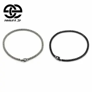 Double E.id Gelang Rollo Minimalis Unisex Stainless Steel Hitam Anti Karat & Pudar Tahan Air Desain Rantai Rapat Cocok Pria dan Wanita