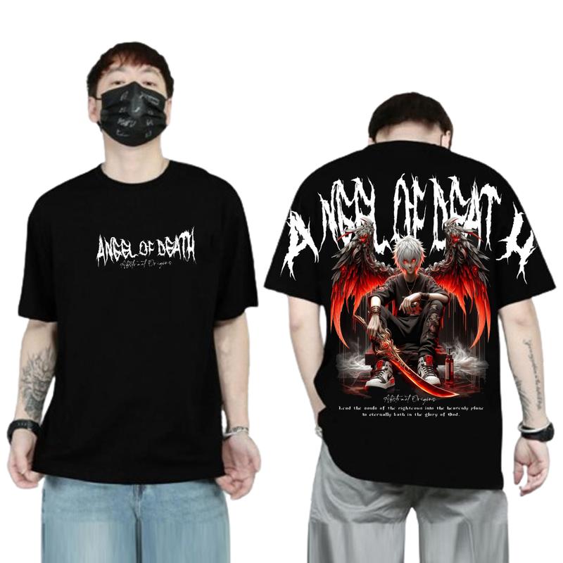 Product Introduction of kaos atasan pria ANGEL OF DEAT / kaos pria/wanita full caton cod bayar di tempat Baju Combed Distro Cowok Nyaman Panjang Pendek Oblong Santai 13