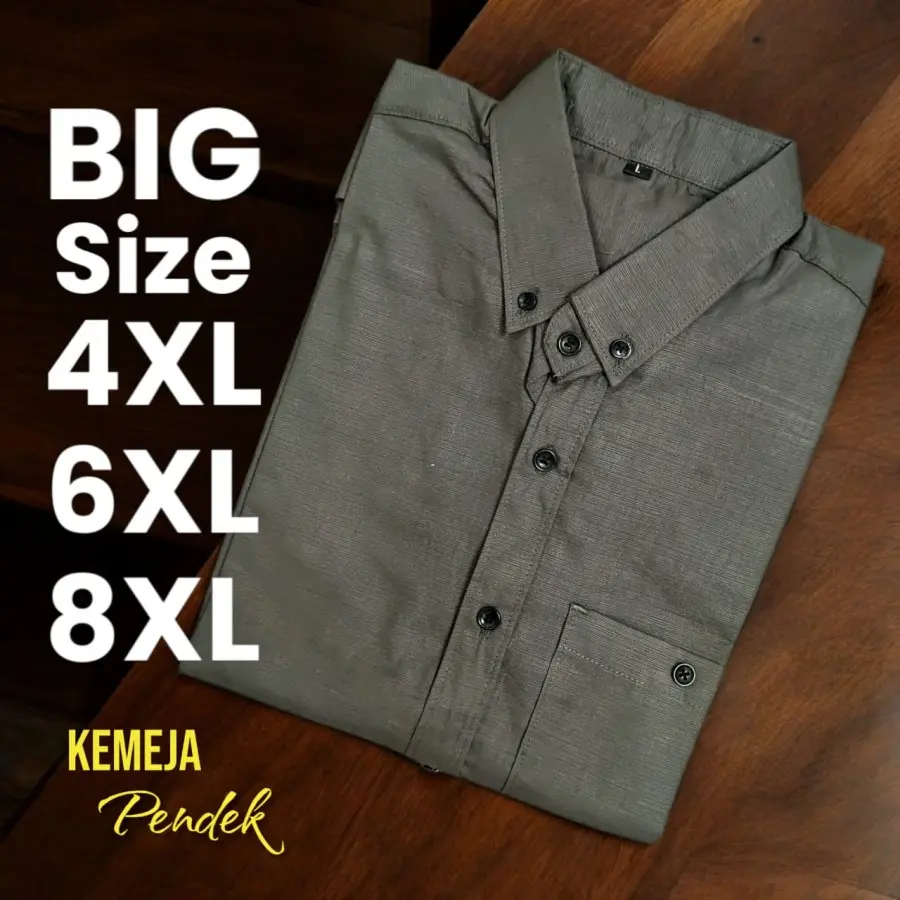 Kemeja Pria pendek premium size jumbo big size terbaru 4xl 6 xl 8 xl bb 130 - Hitam, L