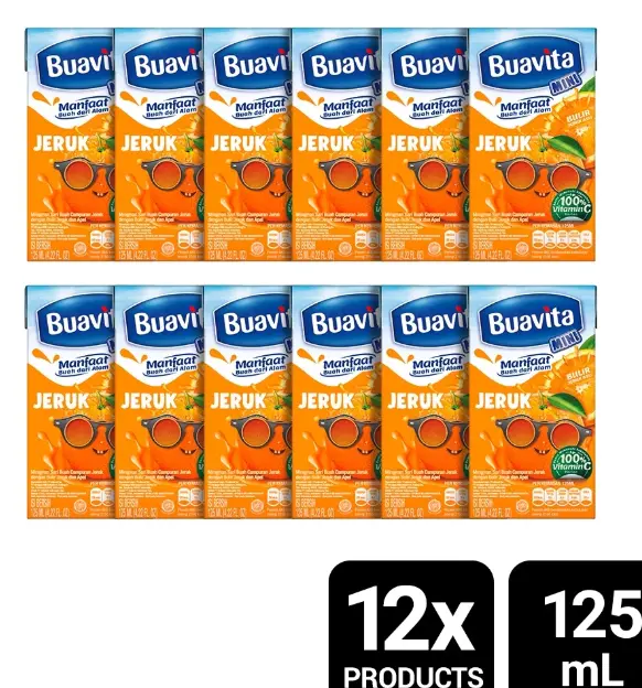 Buavita Mini Jus Buah Asli Jeruk 125ml Isi 12