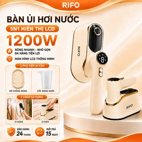 Bàn Ủi Hơi Nước 5IN1 Cầm Tay RIFO, Thiết Kế Gấp Gọn Dễ Mang Theo, Tích Hợp 5 Chế Độ Phun Hơi Mạnh, Bảo Hành Tới 24 Tháng.