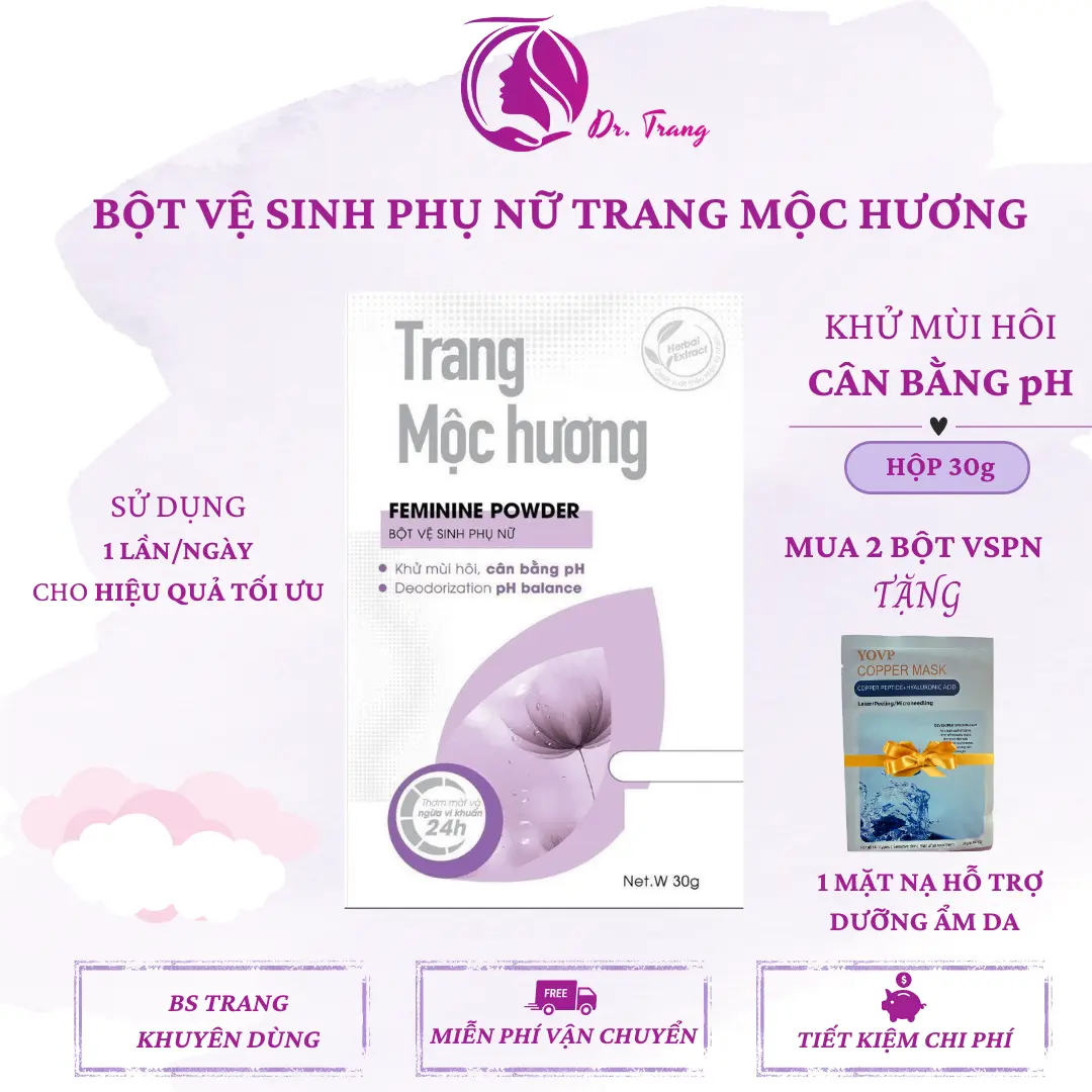 BỘT VỆ SINH PHỤ NỮ TRANG MỘC HƯƠNG LỌ 30g