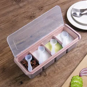 Rak Case Kotak Tempat Penyimpanan Bumbu Dapur 4 Sekat 4in1 Storage Box