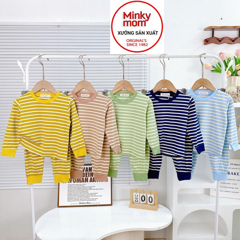   8kg tới 40kg  MINKY VIỆT NAM Bộ Quần Áo Dài Tay BODY Thun sọc dệt THU ĐÔNG cho Trẻ Em Bé Trai Bé Gái In Hình Dễ Thương vải mềm mịn thoáng mát LDD41 CO GIẢN 4 CHIỀU THẤM HÚT TỐT Cho Bé 