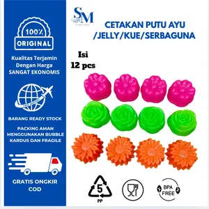 (Isi 12 pcs) Cetakan putu ayu/ cetakan jelly/ cetakan kue/ cetakan serbaguna perlusin plastik tebal warna hijau pink orange kitchenware peralatan dapur