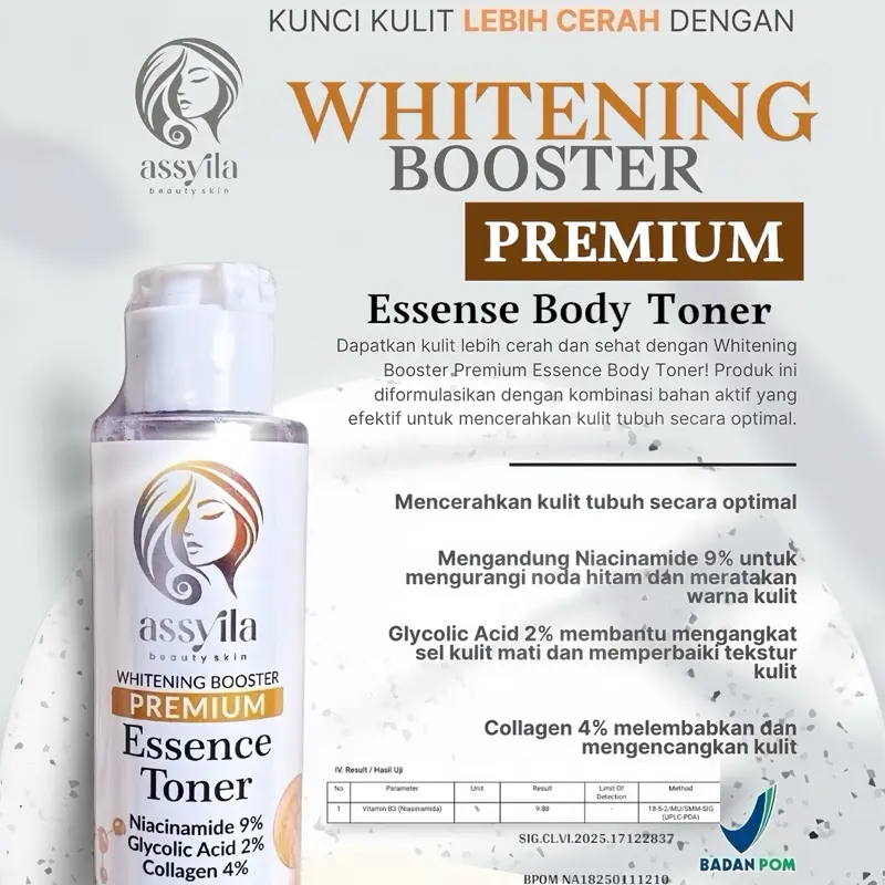[ READYY TERBATAS ] 9% NIACINEMIDE Whitening Booster Premium Essense Toner by assyilabeautyskin  Mencerahkan Memutihkan || Assyila || beauty || skin 1