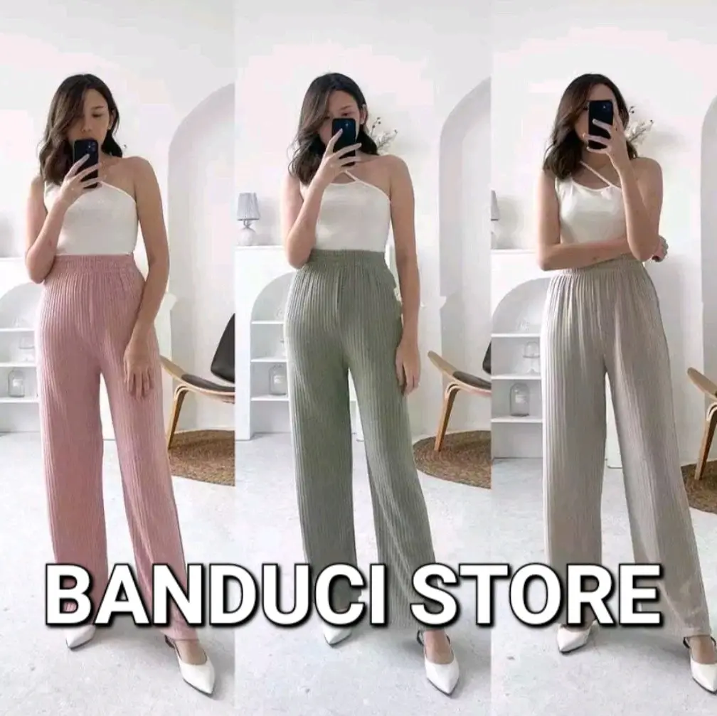celana kulot wanita highwaist bahan knit premium