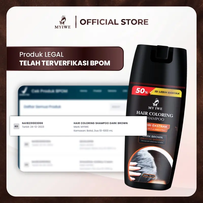 Myiwe Hair Coloring Shampo Dark Brown Penghilang Uban Warna Coklat Tua My Iwe sampo penghilang uban 2