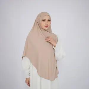 HIJAB/JILBAB PASHMINA JERSEY INSTAN  JAHIT DAGU PREMIUM JUMBO SYAR'I - Kerudung Muslim Wanita Syari Cantik Soft