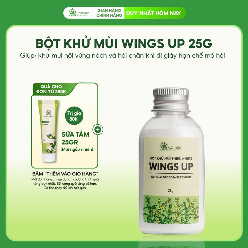 Bột Khử Mùi Wings Up Khử Mùi Hôi Chân Hôi Nách Giảm Tiết Mồ Hôi Cỏ Mềm 25g