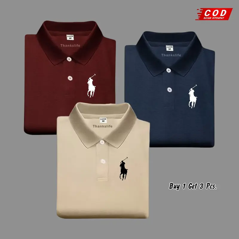 Paket 3 Pcs Kaos Polo Shirt Kerah Polos / Kaos Polo Pria Lengan Pendek Premium Quality 0
