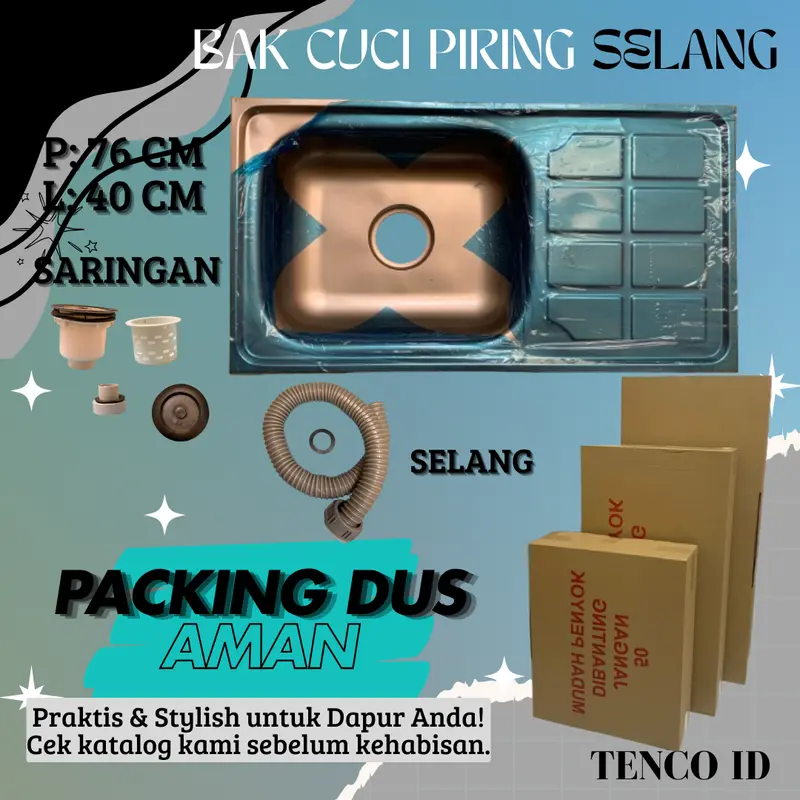 BAK CUCI PIRING UKURAN 76 CM TEBAL BAGUS ANTI KARAT STAINLESS KG-76 2
