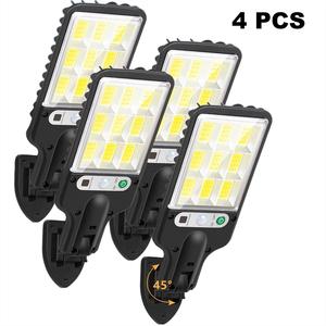 Lámpara Solar Exterior De Pared De 120 Cob Con Sensor， Farolas solares Lámpara solar al aire libre Sensor de movimiento a prueba de agua Iluminación de segurida d para caminos rurales Jardín Patio Patio Luces de pared lámparas solares