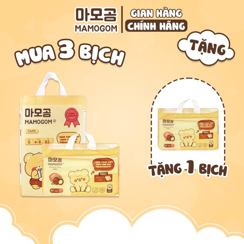   MUA 3 TẶNG 1  Tã bỉm hữu cơ Mamogom Premium Care mềm mại siêu thấm hút đủ size cho bé 4-25KG 