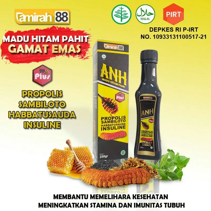 MADU HITAM PAHIT ANH PROPOLIS SAMBILOTO INSULINE 250 GRAM | RESMI HALAL 0