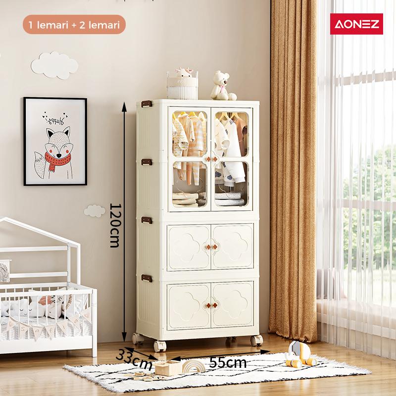 Product Introduction of 【COD 24h Shipping】AONEZ Lemari Plastik Pakaian Kelinci Dapat Dilipat 4&5 Tingkat Laci Susun Storage Cabinet Plastik Rak Susun Penyimpanan Lemari Baju > 25 kg bisa diputar Furniture 5