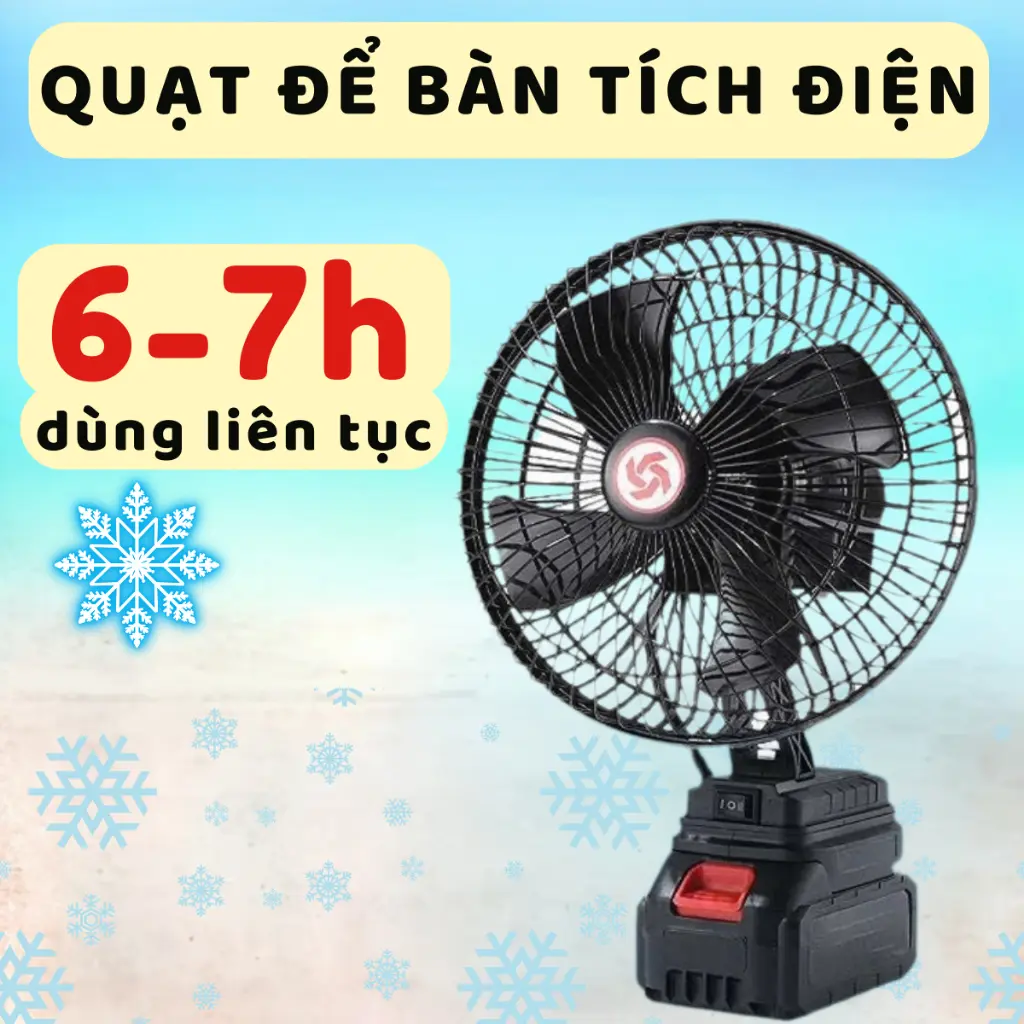 Quạt để bàn tích điện 10 cell 21V Metal model có xoay, 2 chế độ gió, pin rời siêu trâu