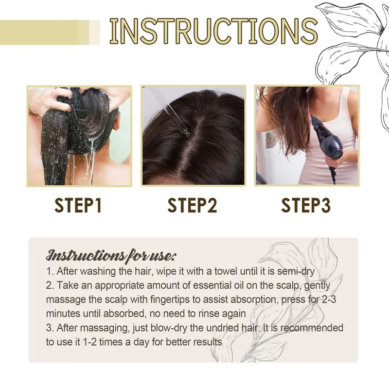 EELHOE Natural Rosemary Hair Growth Essential Oil Hair Loss Products hair  tonic rambut mengembang 3